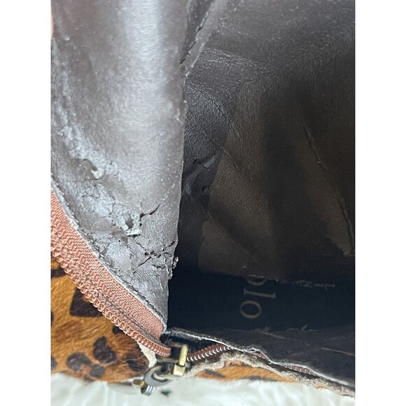 Linea Paolo  Size 6.5 Bootie Stiletto Heel Leopard Print Calf Hair FLAWS - Picture 9 of 14